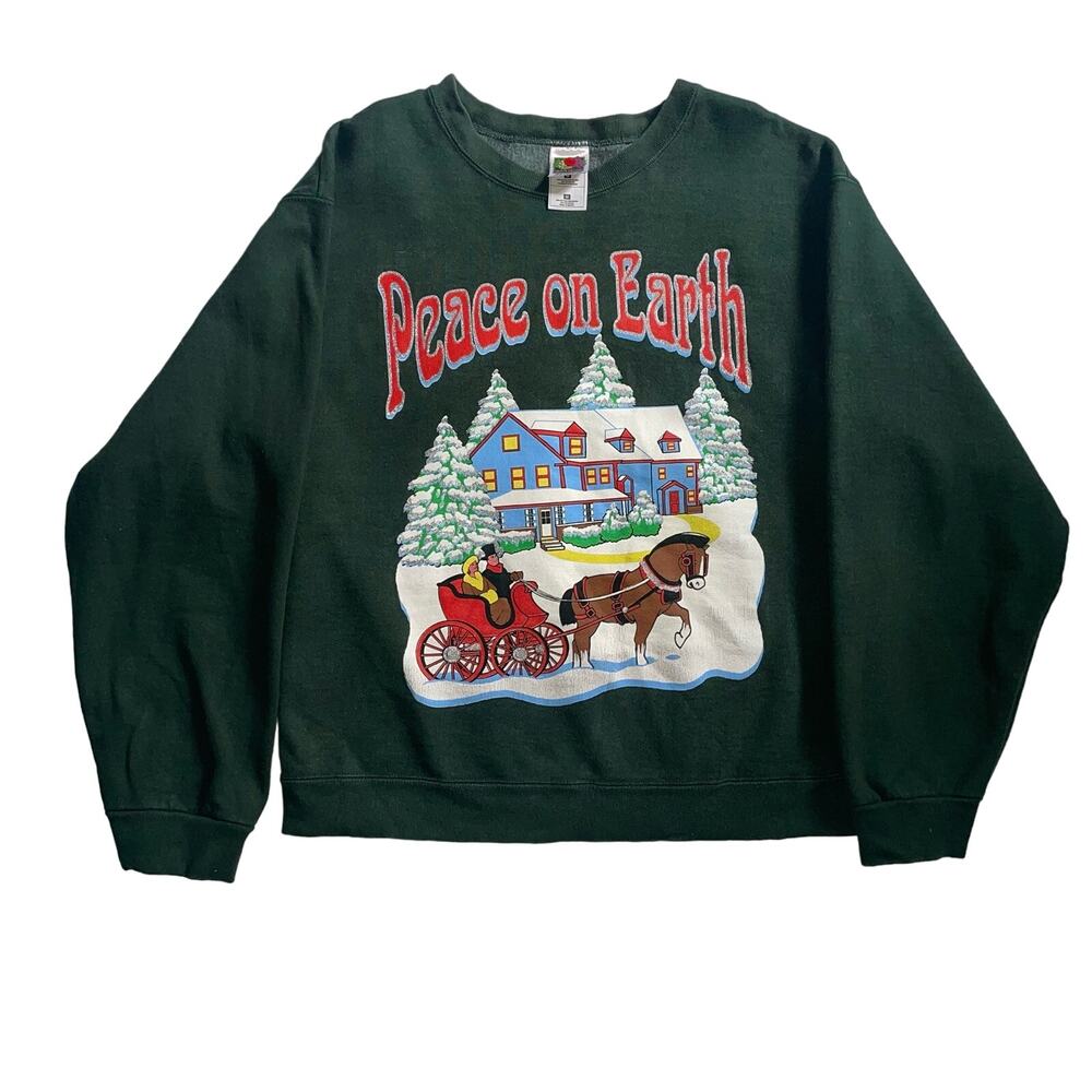 Vintage Peace On Earth Christmas Winter Holiday Festive Crewneck Sweatshirt